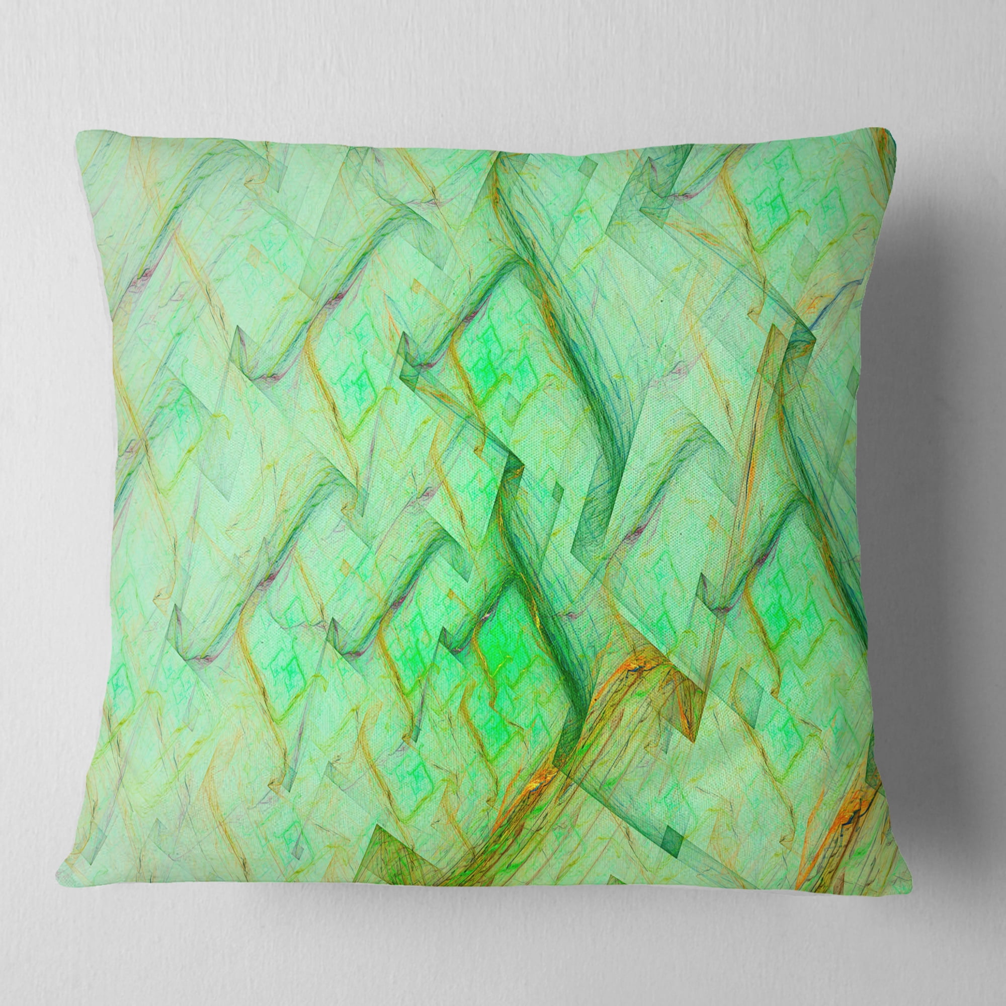 Designart Light Green Electric Lightning - Abstract Throw Pillow - 16x16