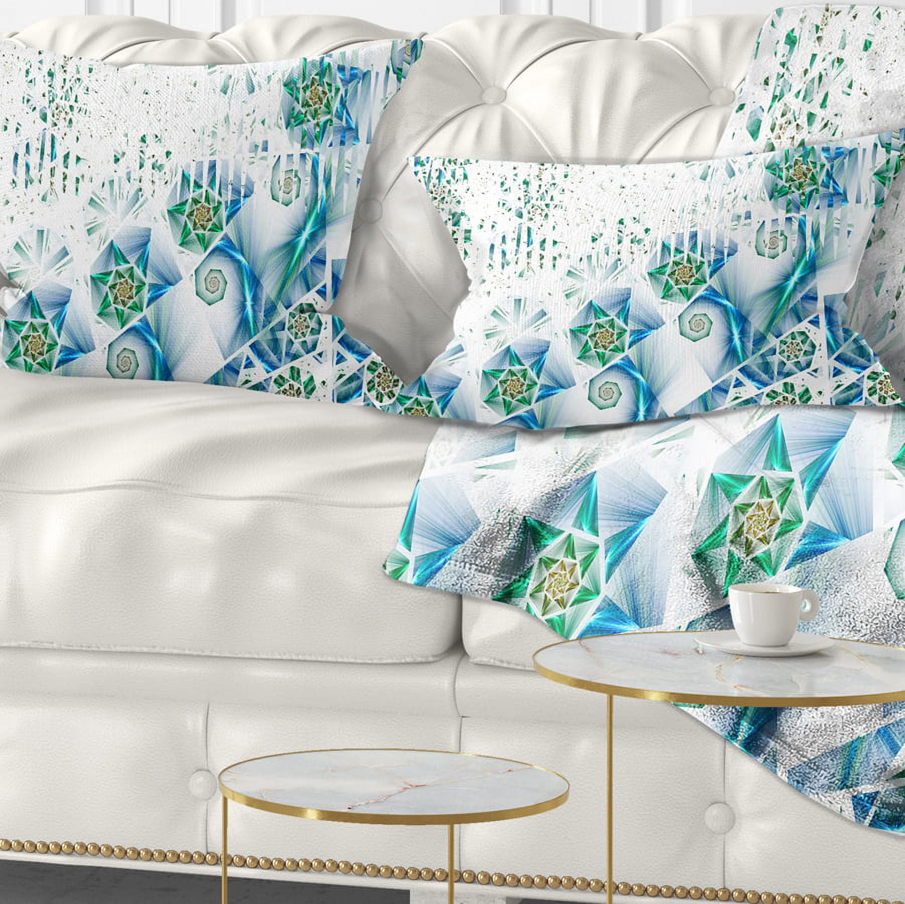 Designart Light Green Fractal Abstract Flower - Abstract Throw Pillow - 12x20