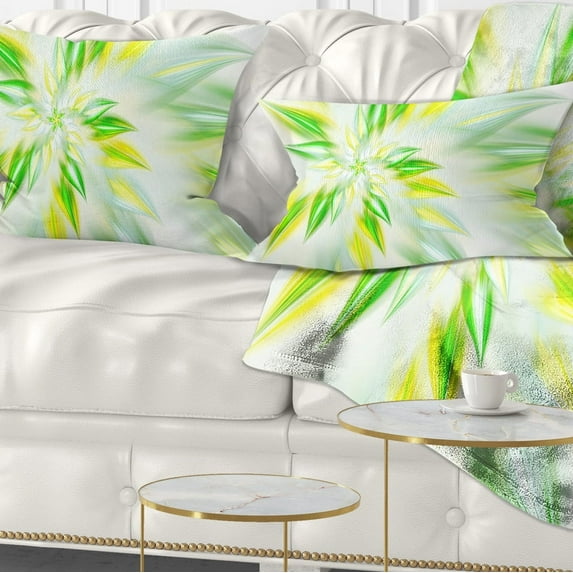 Designart Light Green Fractal Spiral Flower - Abstract Throw Pillow - 12x20
