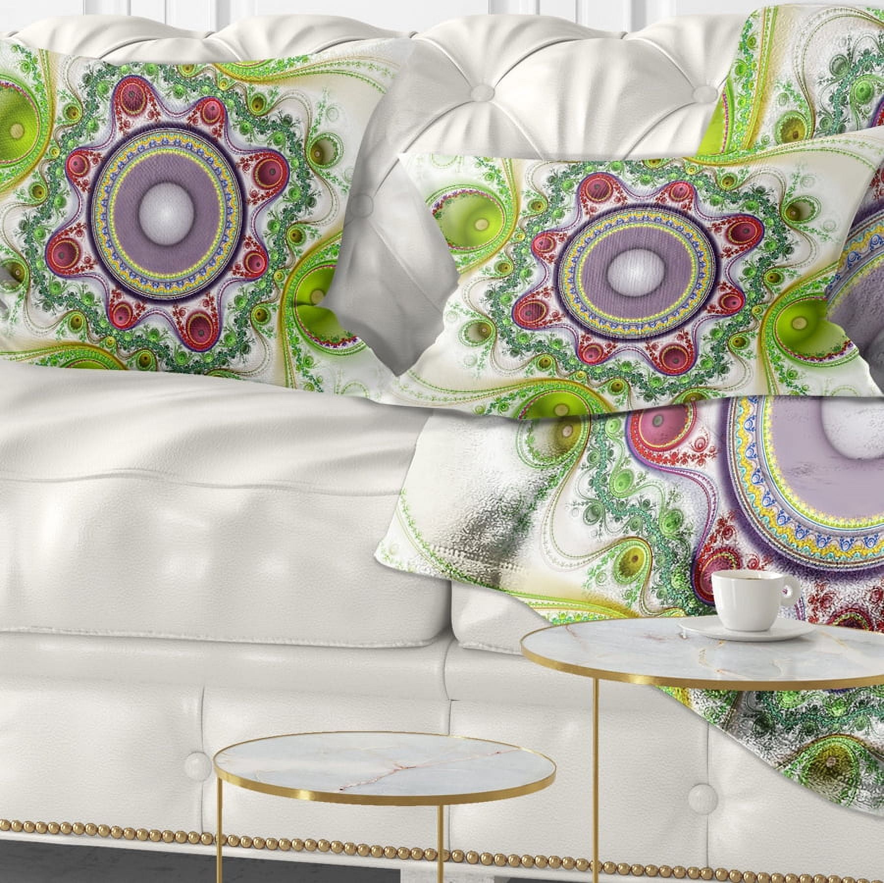 Designart Light Green Pattern with Circles - Abstract Throw Pillow - 12x20