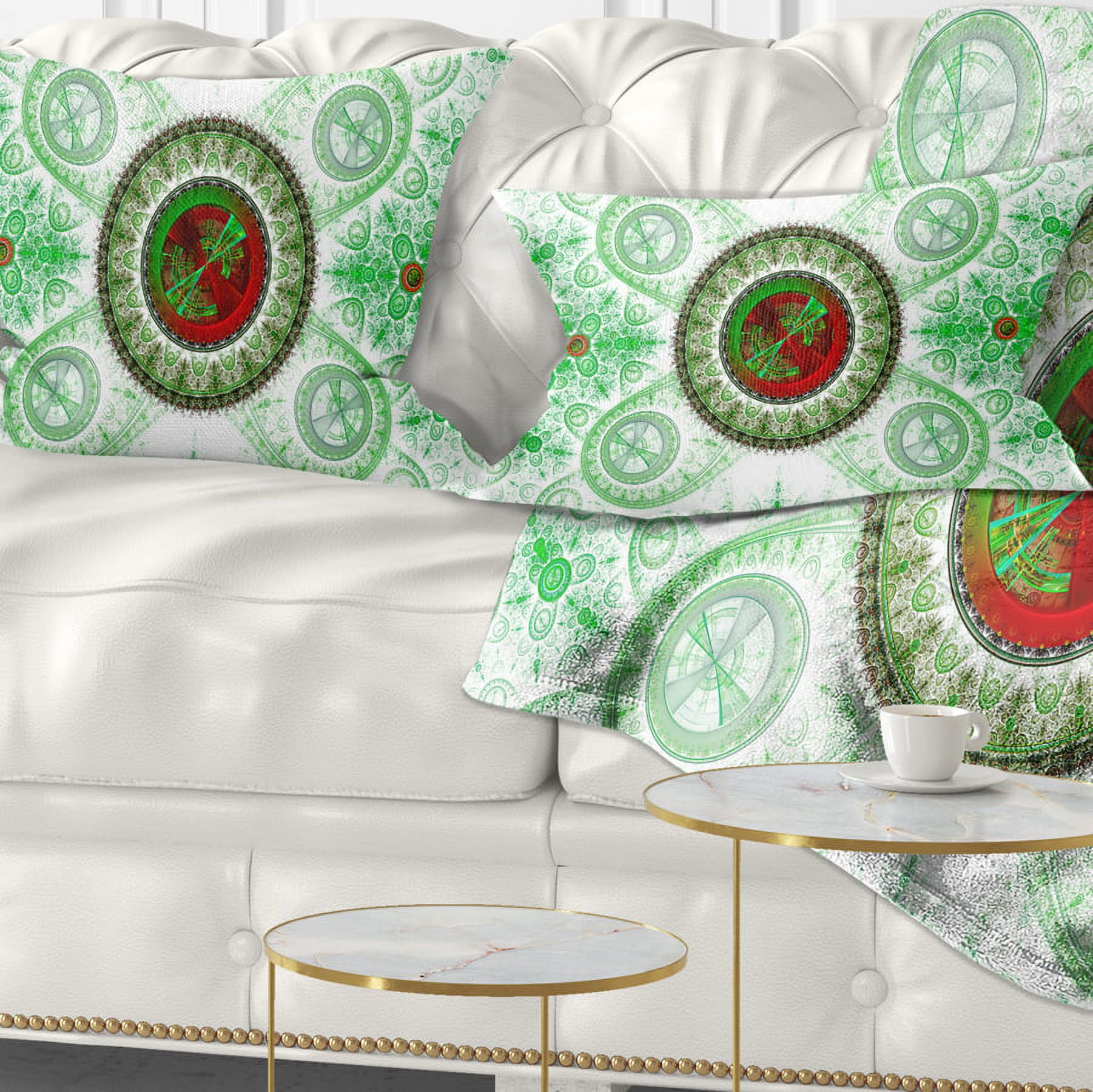 Designart Light Green Psychedelic Relaxing Art - Abstract Throw Pillow - 12x20