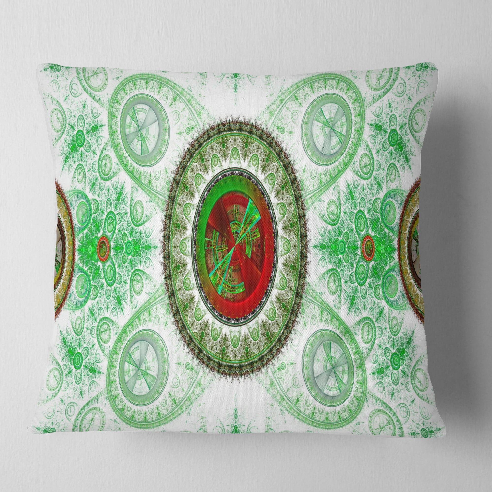 Designart Light Green Psychedelic Relaxing Art - Abstract Throw Pillow - 16x16