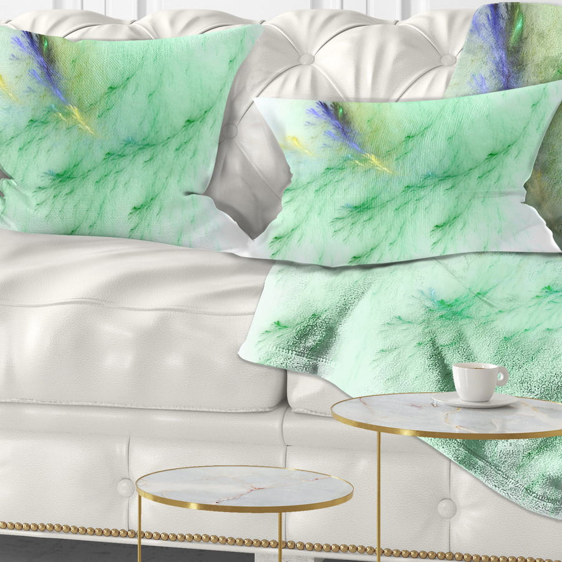 Designart Light Green Veins of Marble - Abstract Throw Pillow - 12x20
