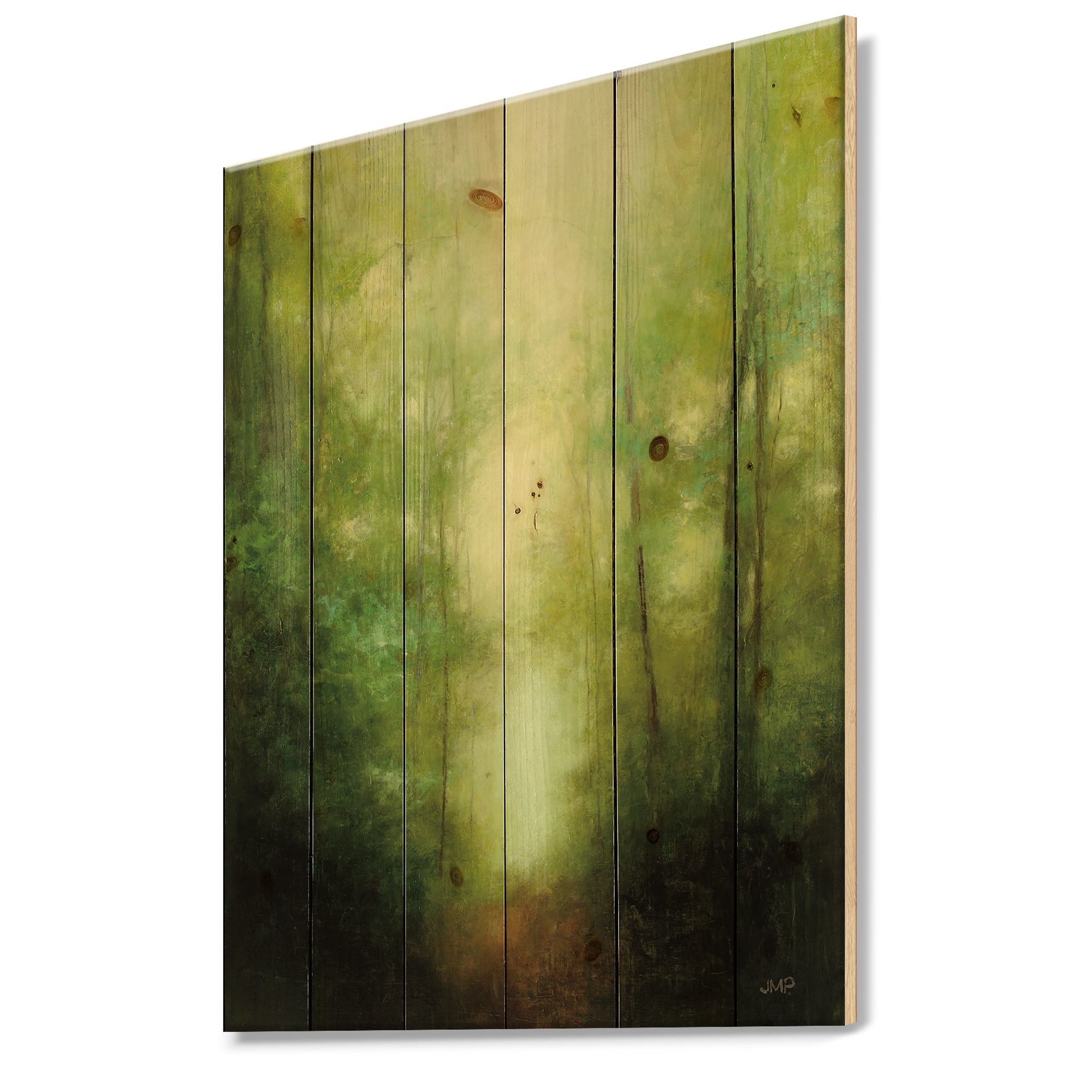 Designart 'Light Into the Clearing Forest' Traditional Landscape Print on Natural Pine Wood