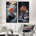 thumbnail image 1 of Designart "Light Orange Gerbera in Winter Bloom II" Gerbera Framed Wall Art Set Of 2 - Orange Floral Framed Canvas Set For Living Room Decor, 1 of 7