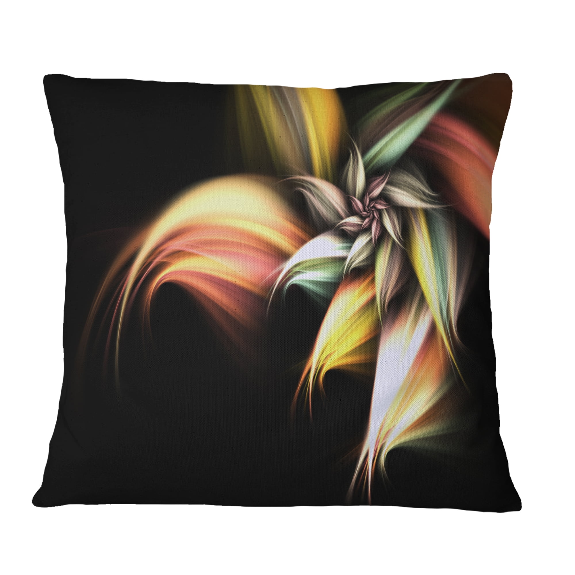 Designart Light Orange Pink Glossy Flower - Floral Throw Pillow - 12x20