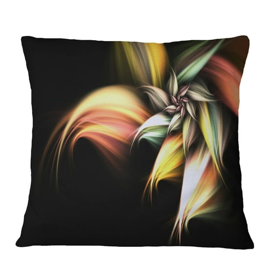 Designart Light Orange Pink Glossy Flower - Floral Throw Pillow - 18x18