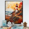 thumbnail image 1 of Designart "Light Pastoral Lighthouse Guiding art painting II" Cityscapes Floater Framed Wall Art Print, 1 of 7