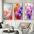thumbnail image 1 of Designart "Light Pink Blue Abstract Playful I" Abstract Shapes Framed Wall Art Set Of 3 - Blue Transitional Frame Canvas Set For Living Room Decor, 1 of 6