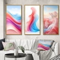 thumbnail image 1 of Designart "Light Pink Blue Waves Abstracted" Abstract Shapes Framed Wall Art Set Of 3 - Blue Transitional Frame Gallery Set For Office Decor, 1 of 6