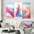 thumbnail image 1 of Designart "Light Pink Blue Waves Abstracted" Abstract Shapes Wall Art Set Of 3 - Transitional Blue Canvas Set For Living Room Decor, 1 of 6