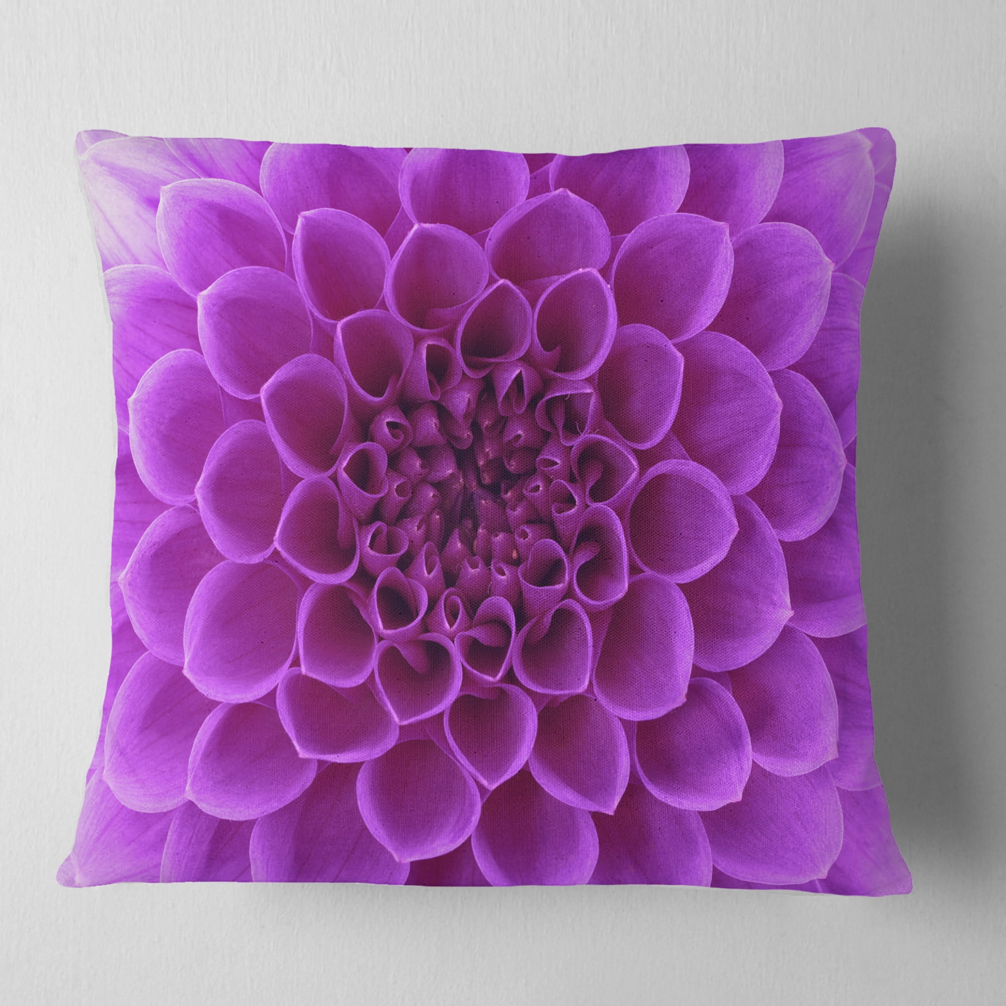 Designart Light Purple Abstract Flower Petals - Floral Throw Pillow - 16x16