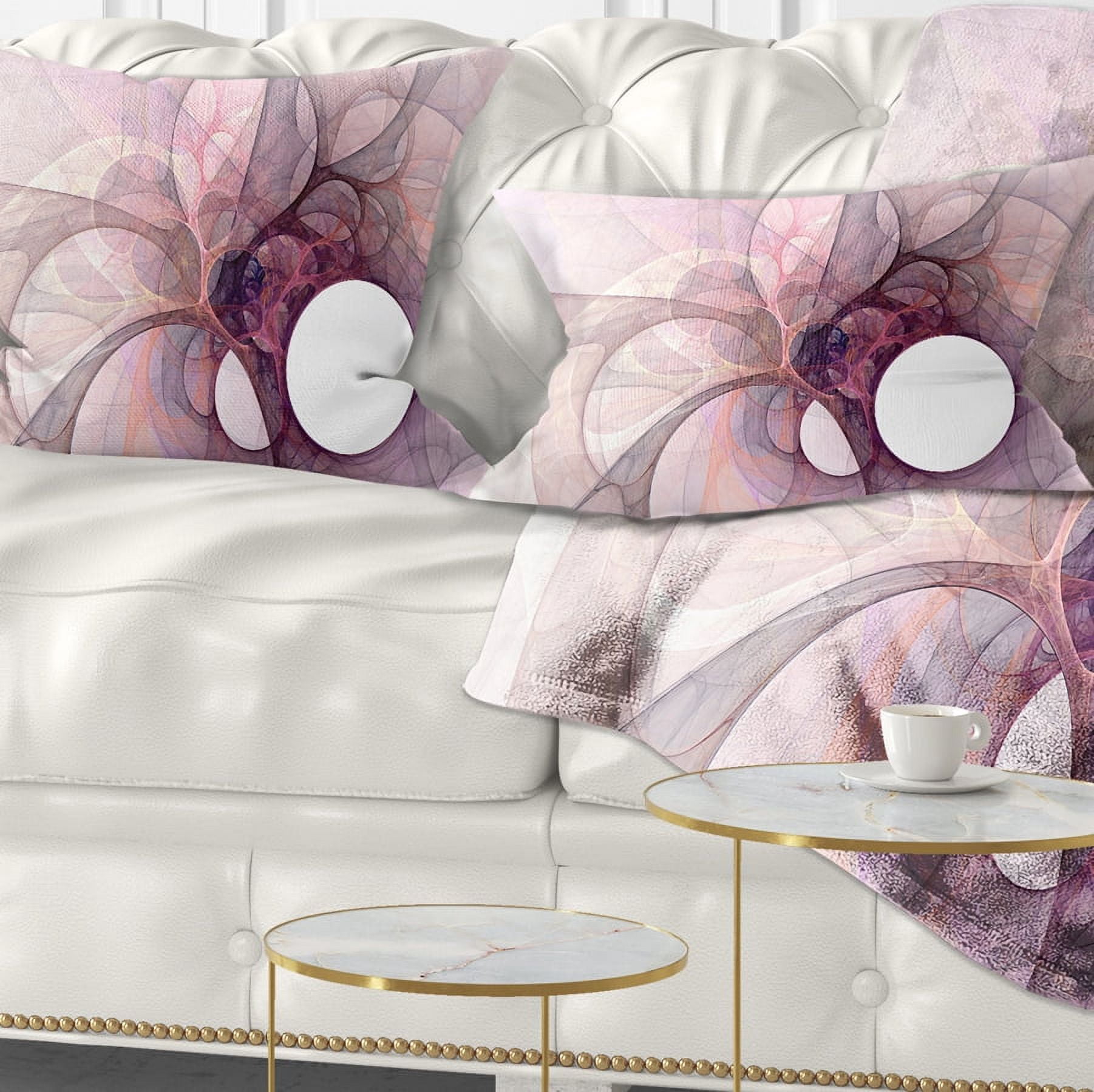 Designart Light Purple Fractal Angel Wings - Abstract Throw Pillow - 12x20