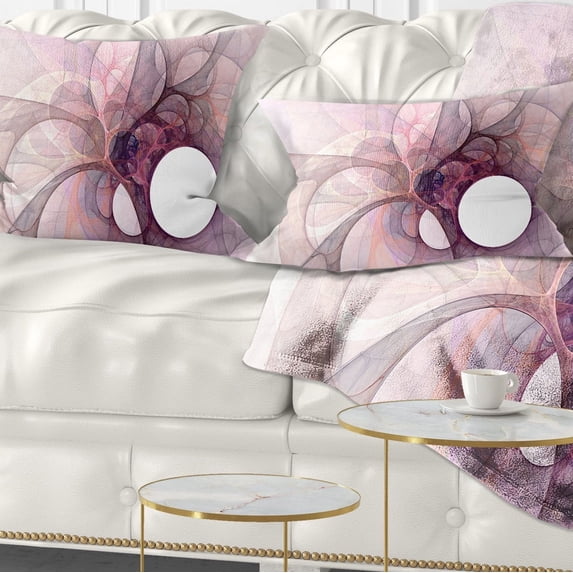 Designart Light Purple Fractal Angel Wings - Abstract Throw Pillow - 12x20