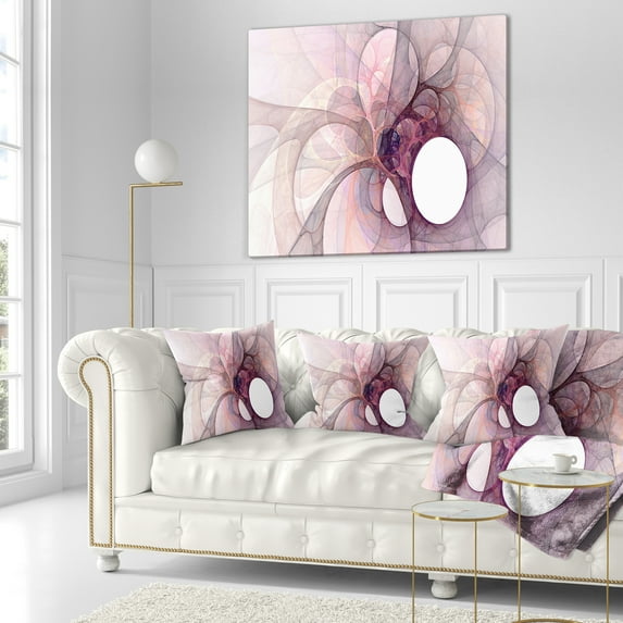 Designart Light Purple Fractal Angel Wings - Abstract Throw Pillow - 18x18