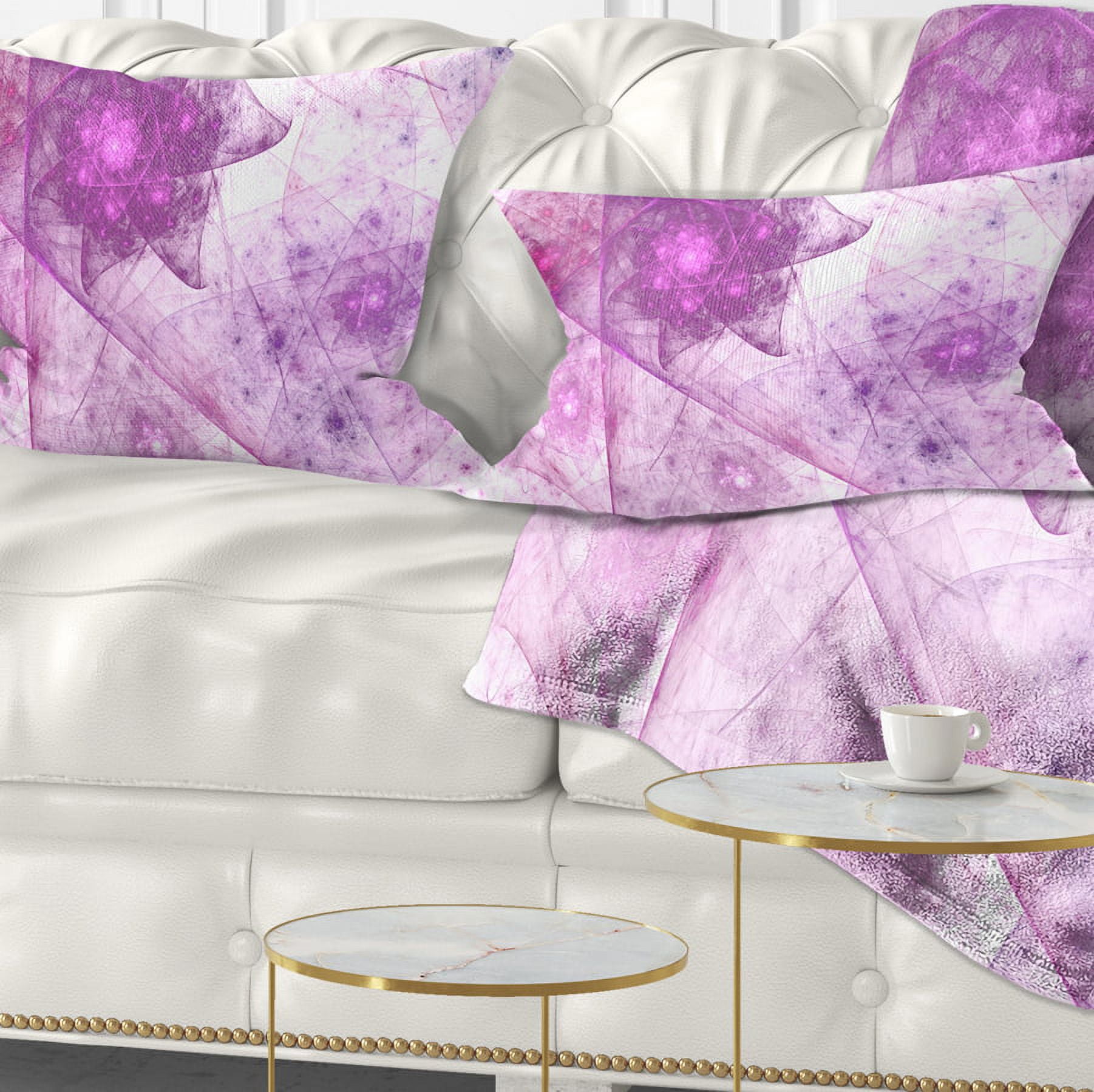 Designart Light Purple Rotating Polyhedron - Abstract Throw Pillow - 12x20