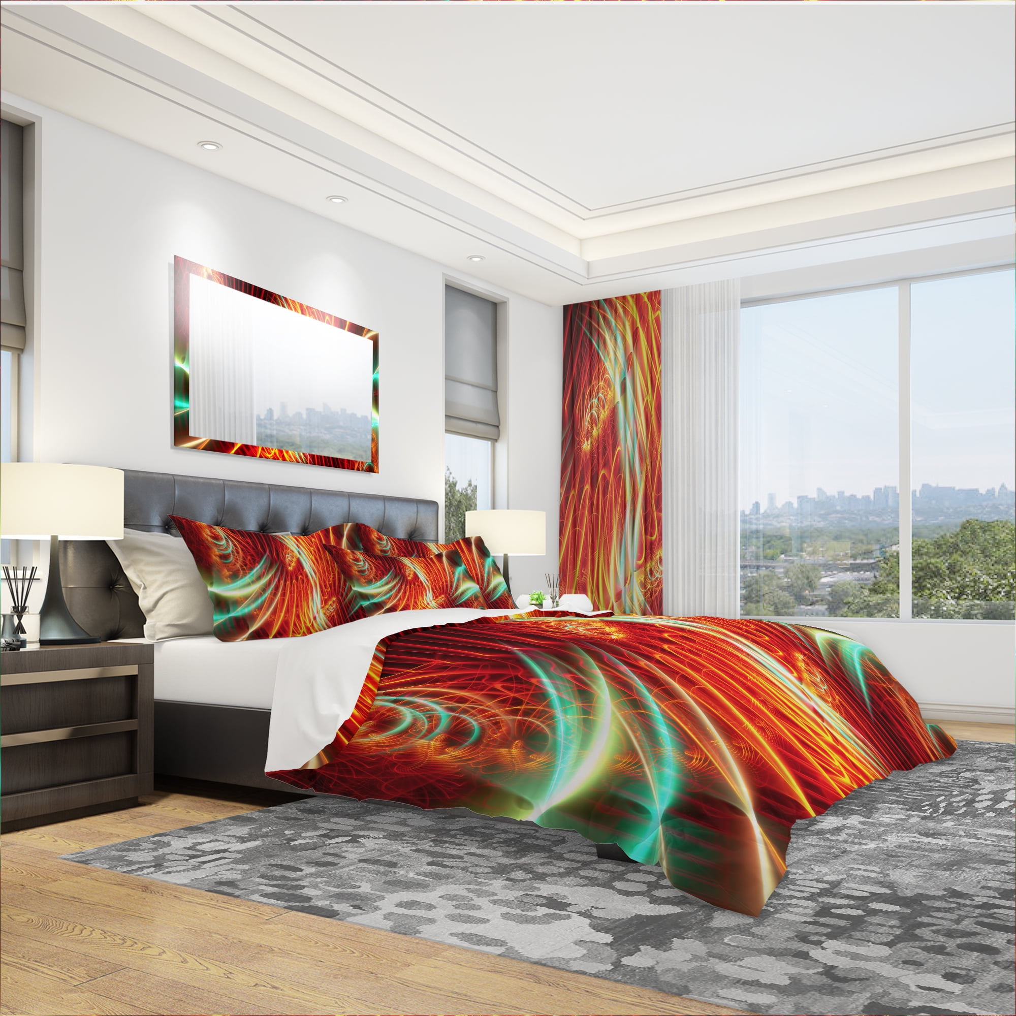 Designart 'Light Show Abstract' Modern & Contemporary Duvet Cover Set