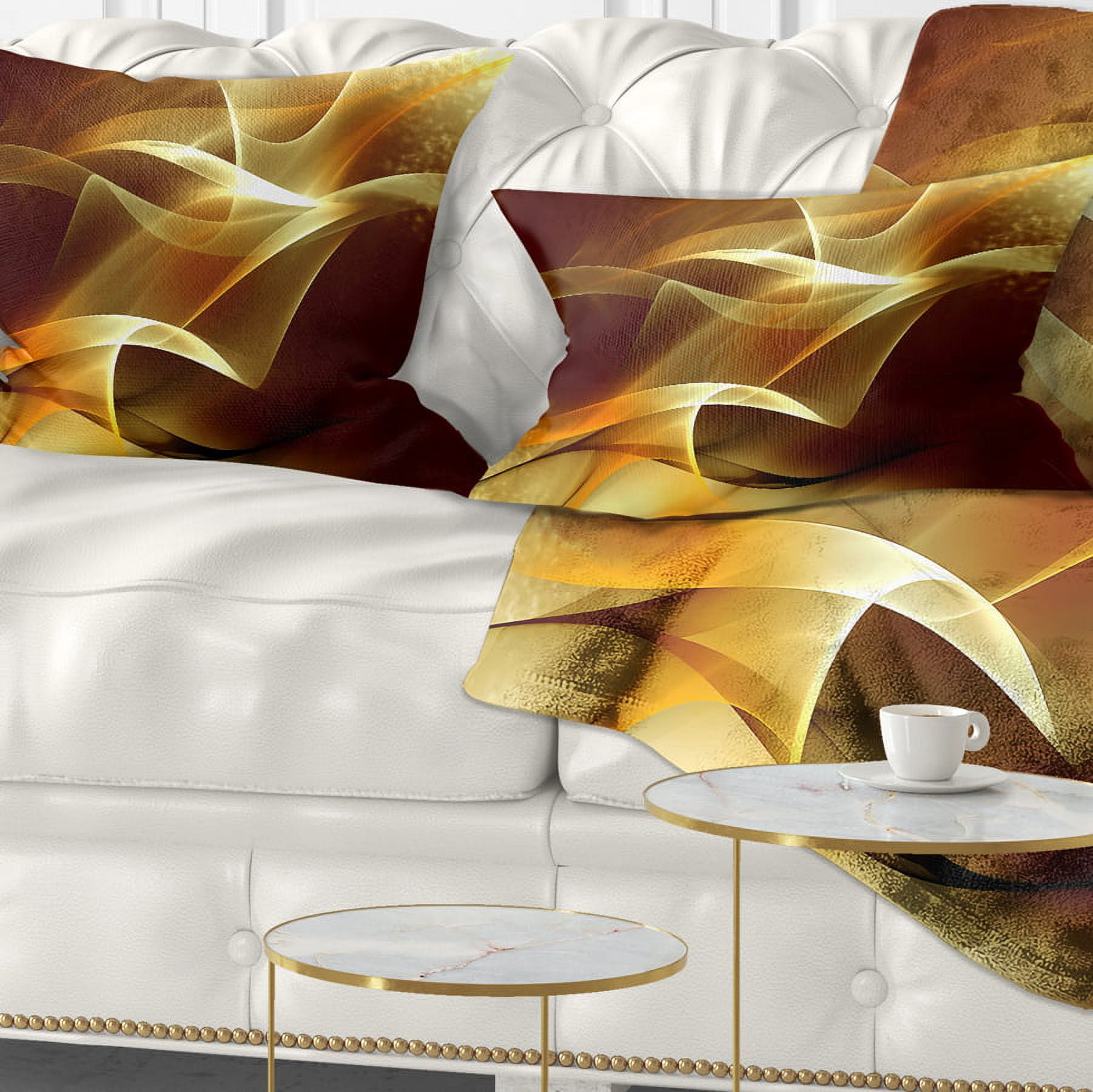 Designart Light Yellow Abstract Fractal Design - Abstract Throw Pillow - 12x20