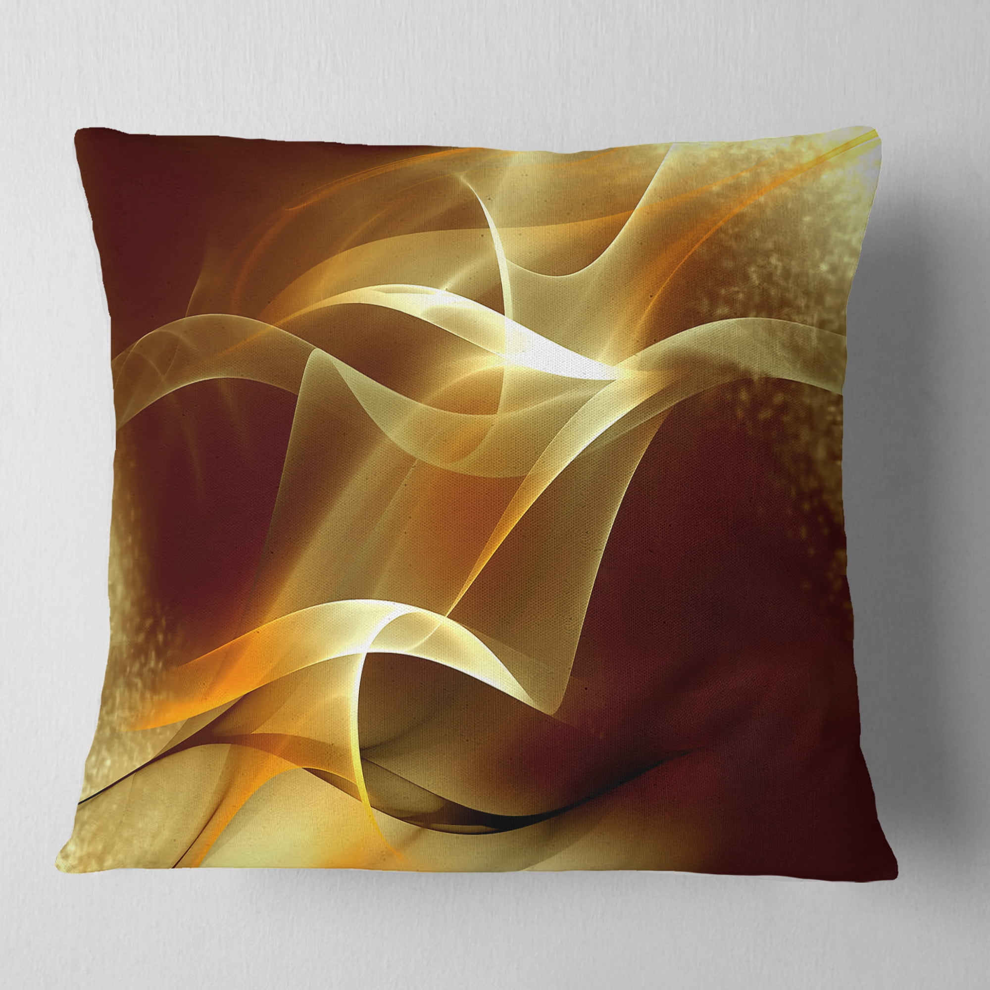 Designart Light Yellow Abstract Fractal Design - Abstract Throw Pillow - 18x18