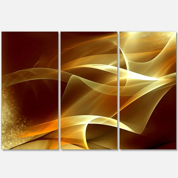 Designart 'Light Yellow Abstract Fractal Design ' Large Abstract Canvas Art