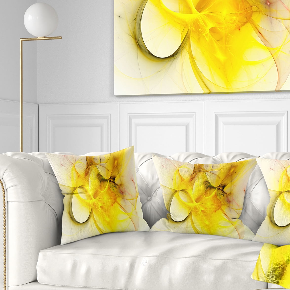 Designart Light Yellow Nebula Star - Abstract Throw Pillow - 16x16