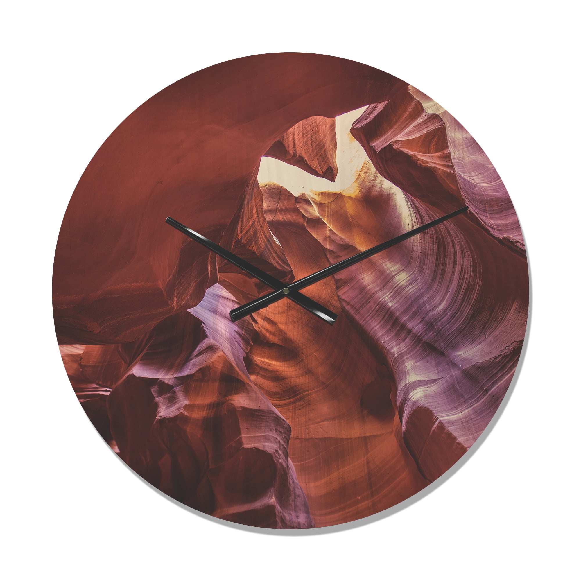 Designart 'Light in Antelope Canyon Landscape' Modern Wood Wall Clock