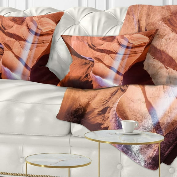 Designart Light to Antelope Canyon - Landscape Photography Throw Pillow - 12x20