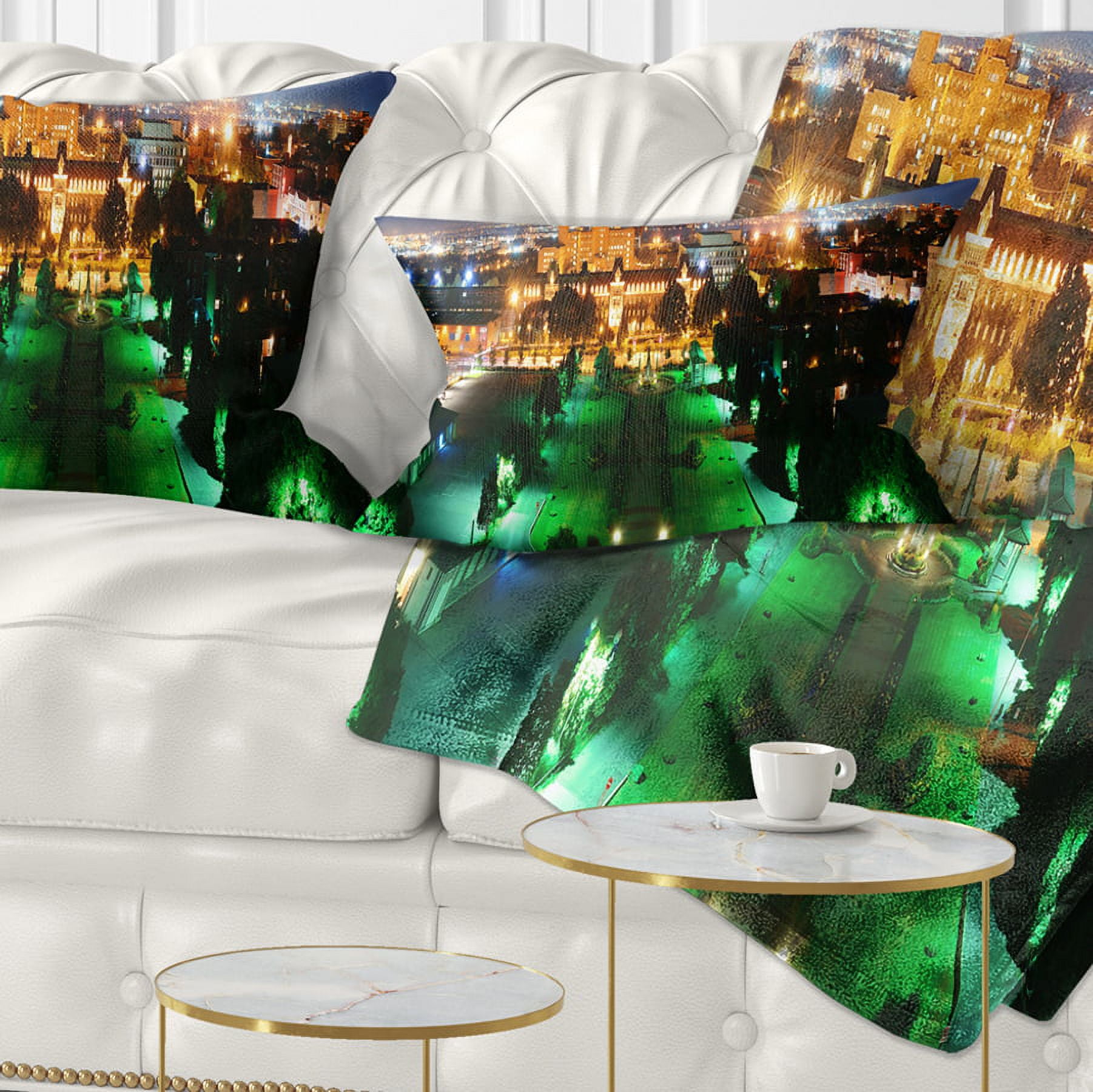 Designart Lighted Montreal City at Night - Cityscape Photo Throw Pillow - 12x20