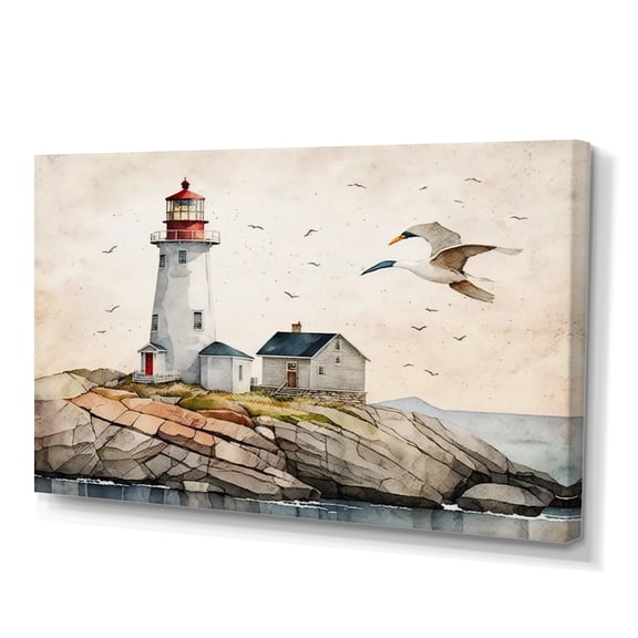 Designart Lighthouse By The Ocean II Canvas Wall Art