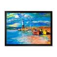 thumbnail image 1 of Designart 'Lighthouse By The Shore In Evening Glow ' Nautical & Coastal Framed Art Print, 1 of 4