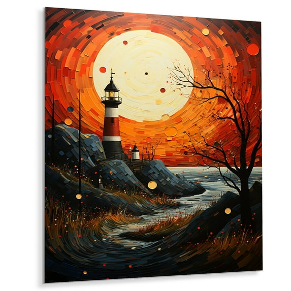 Designart "Lighthouse Guiding Painting VI" Cityscapes Metal Art Print