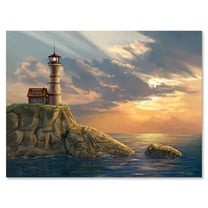 Designart ' Lighthouse On A Rocky Coastal Cliff At Evening Light ' Nautical & Coastal Canvas Wall Art Print