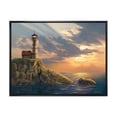 thumbnail image 1 of Designart 'Lighthouse On A Rocky Coastal Cliff At Evening Light' Nautical & Coastal Framed Canvas Wall Art Print, 1 of 5