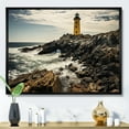 thumbnail image 1 of Designart "Lighthouse Photo Grey and Yellow Serenity I" Nautical & Beach Floater Framed Wall Art Living Room, 1 of 7