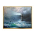 thumbnail image 1 of Designart 'Lighthouse Shining Light During Stormy Clouds Night II' Nautical & Coastal Framed Canvas Wall Art Print, 1 of 5