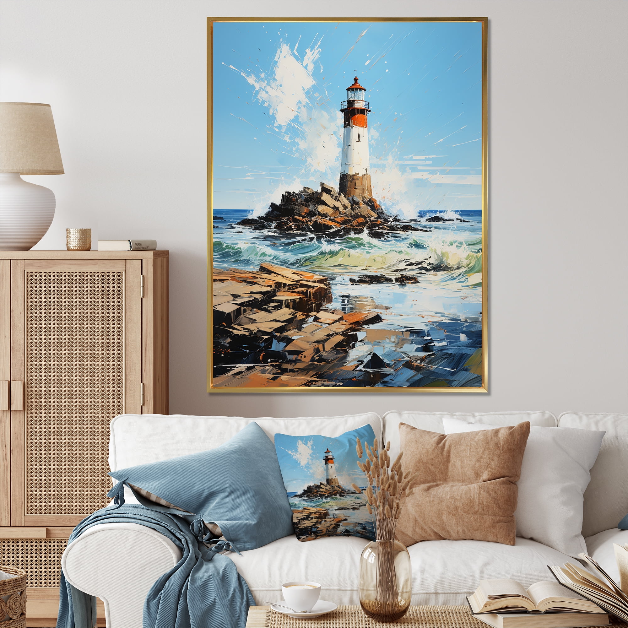Designart "Lighthouses Coastal silence I" Nautical & Beach Floater
