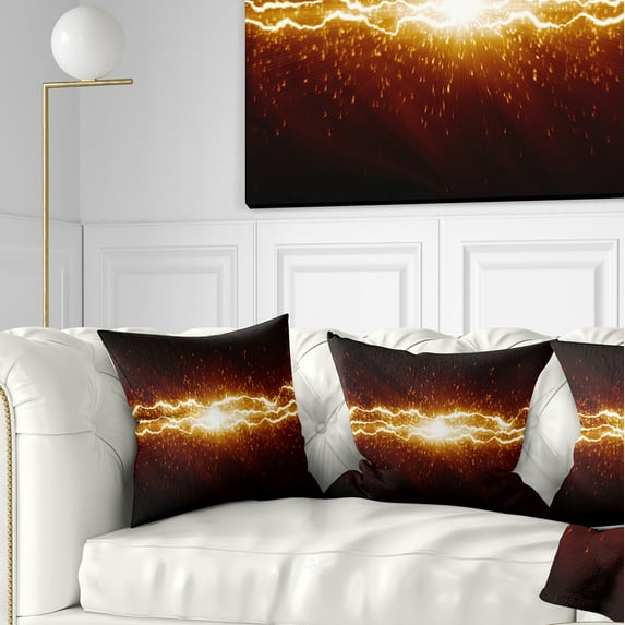 Designart Lightning on Dark Sky - Contemporary Throw Pillow - 16x16