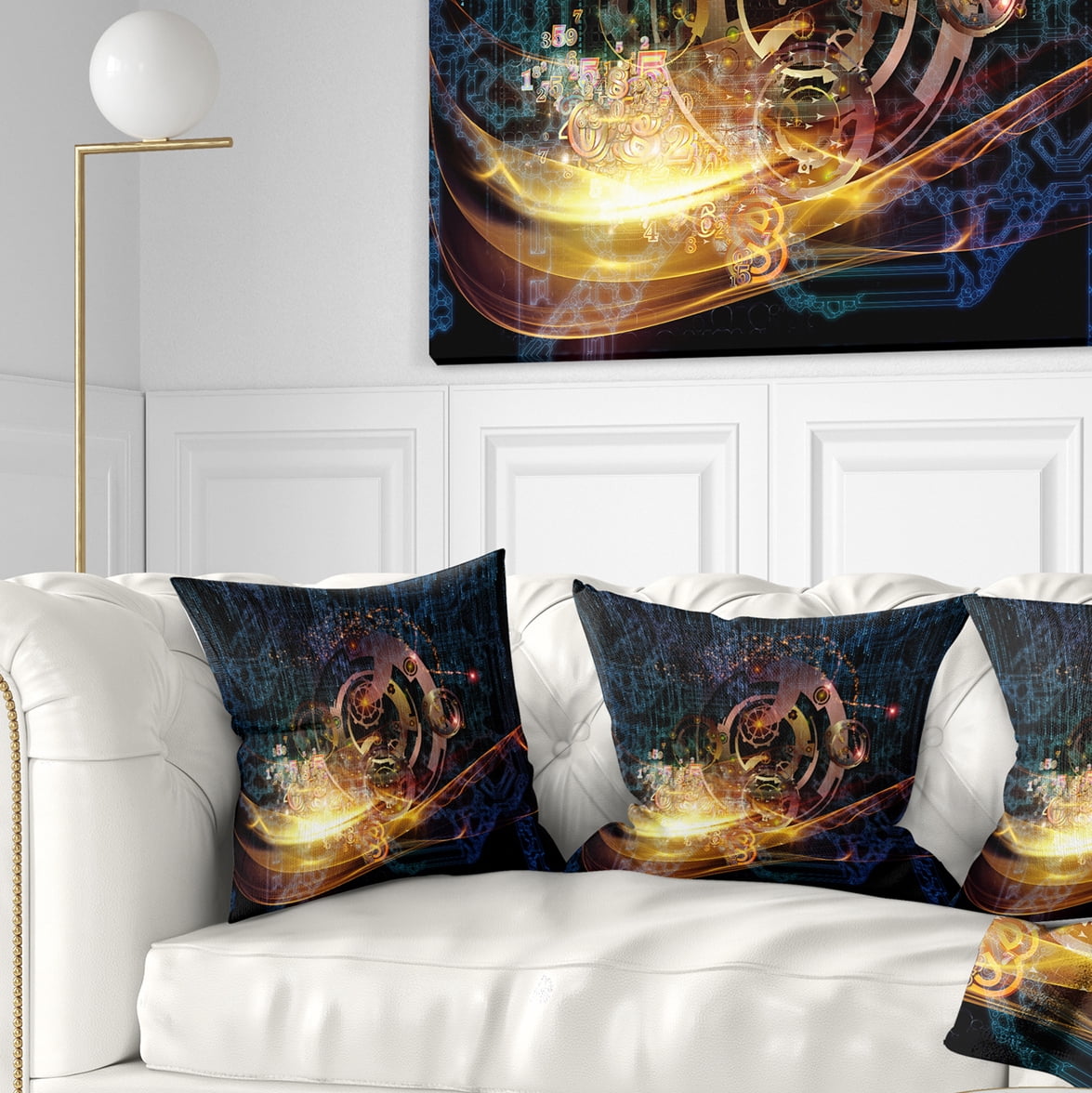 Designart Lights of Gears - Abstract Throw Pillow - 18x18