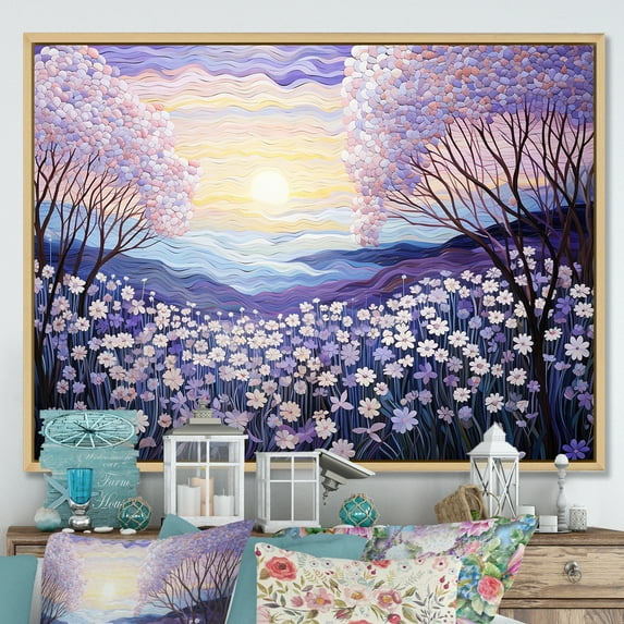 Designart "Lilac Magic In Bloom I" Flower Floater Framed Canvas Art Print