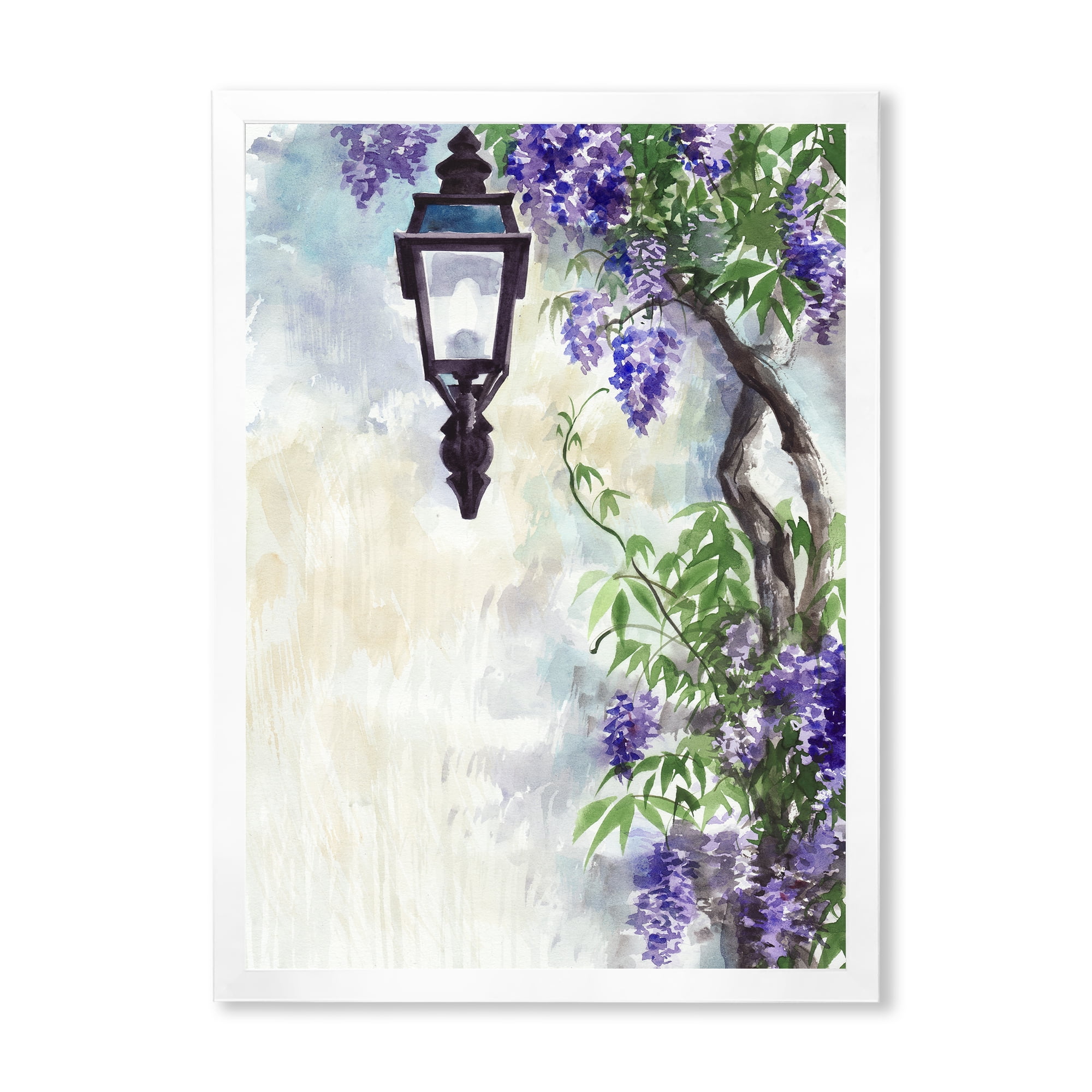 Designart 'Lilac Tree Lantern Vintage Impression' Traditional Framed