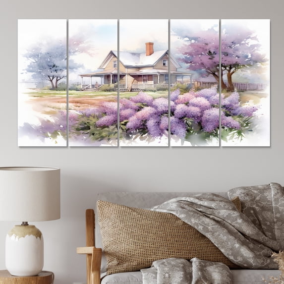 Designart "Lilac Whispers of the Countryside" Landscapes Art Living Room Set