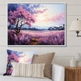 thumbnail image 1 of Designart "Lilacs landscape Pointillism Dot II" Floral Floater Framed Wall Art Living Room, 1 of 7