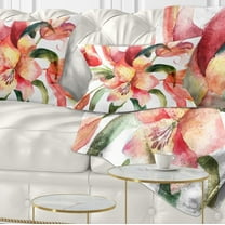 Designart Lily Flowers Watercolor Illustration - Floral Throw Pillow - 12x20