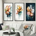 thumbnail image 1 of Designart "Lily Splash Colorful III" Floral Lily Framed Wall Art Set Of 3 - Orange Lily Frame Gallery Wall Set For Home Decor, 1 of 7