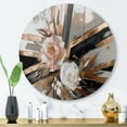 thumbnail image 1 of Designart "Linear Floral Elegance Rose Gold III" Floral Metal Round Art Living Room, 1 of 5