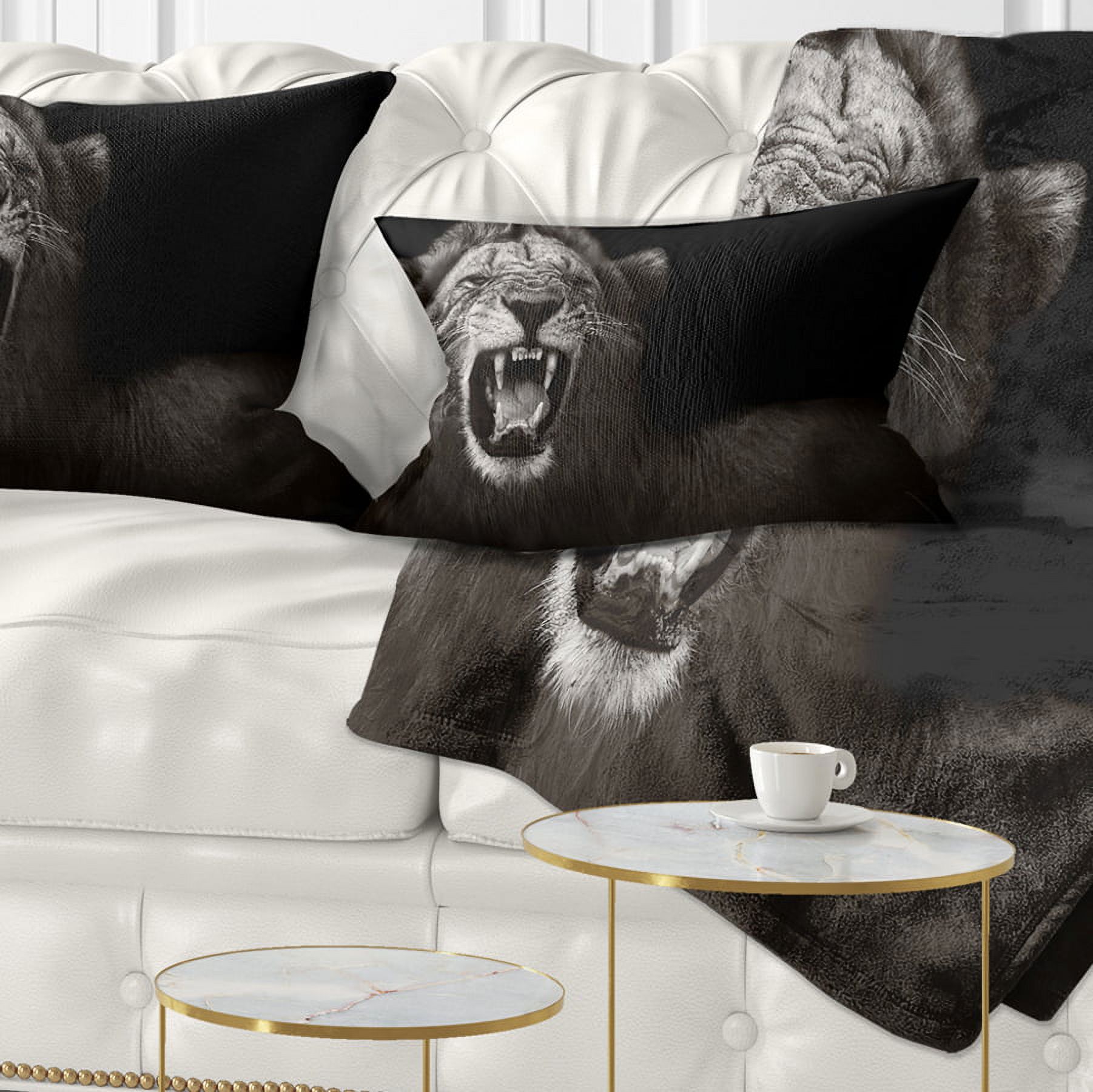 Designart Lion Displaying Fiery Face - Animal Throw Pillow - 12x20