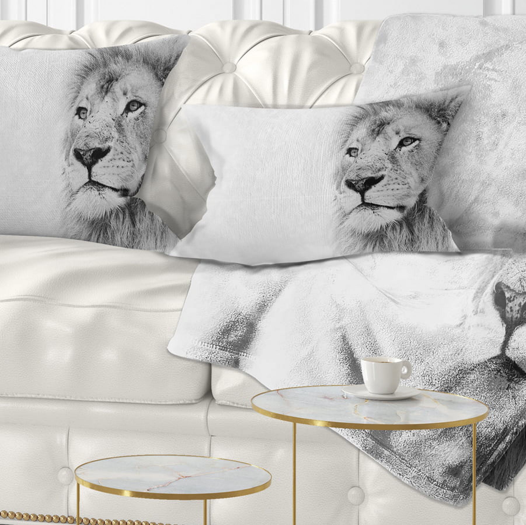 Designart Lion Face on Card Banner - Animal Throw Pillow - 12x20