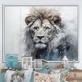 thumbnail image 1 of Designart "Lion'S Royal Presence In Grey And Blue Savannah" Animals Lion Floater Framed Wall Art Prints, 1 of 5