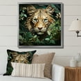 thumbnail image 1 of Designart "Lion in Green Foliage" Animals Framed Wall Art Decor - Modern Green Lion Entryway Framed Wall Art, 1 of 6