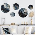 thumbnail image 1 of Designart "Liquid Aesthetics Blue and White I" Abstract Liquid Ink Metal Wall Art Set of 5 Piece, 1 of 5